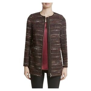 LAFAYETTE 148 New York Shiraz Tweed PRIA Taverna Two-Way Zip Jacket